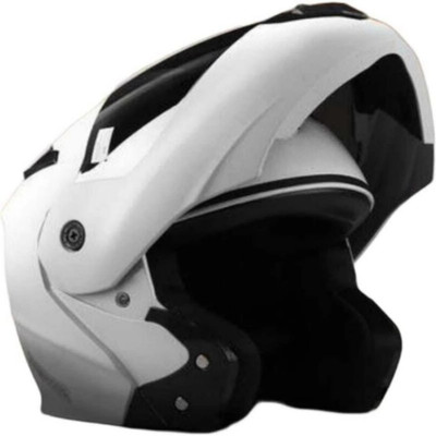 FOROLY Flipup with Rainbow Visor ABS Material (M-1) Motorbike Helmet(White)
