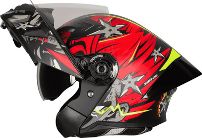 Steelbird Air Sba-20 Iss Dark Warrior Flip Up Black Red Medium Size Motorsports Helmet(Glossy Black, Red)
