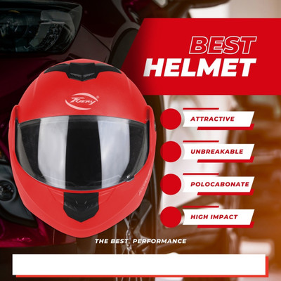 fuery Flip-up Plain Visor Blue Helmet Z085 Motorsports Helmet(Red)