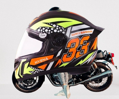 OZONE JSR_FULL FACE_Helmet_Hyana_Prime Quality_@$$16 Motorbike Helmet(ORENGE BLACK)