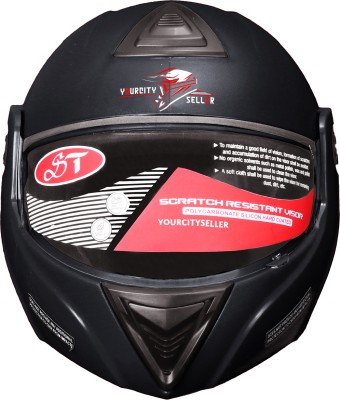 YOURCITYSELLER Matte Black Plain Full Face Shield Helmetooty Motorbike Helmet(Black)