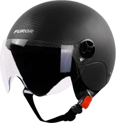 Steelbird SBH-16 Furor ISI Certified Open Face Helmet Motorbike Helmet(Dashing Black with Clear Visor)
