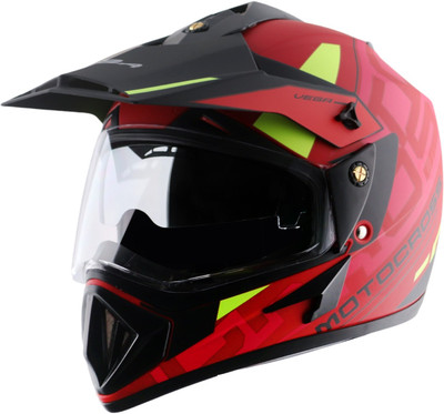 VEGA Off Road D/V Motocross Motorbike Helmet(Dull Red Black)