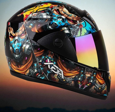 deletion Rado Cyborg with Anti UV Rainbow Visor, ABS Material, Unisex (NN-1) Motorbike Helmet(Multicolor)