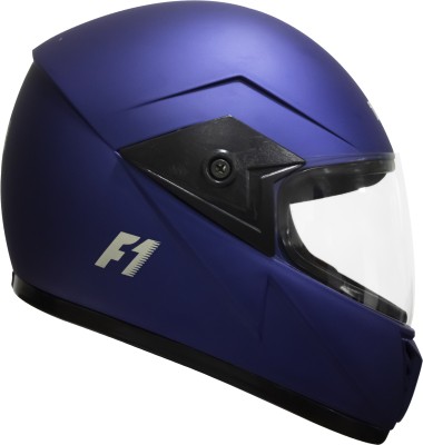 TURTLE F1 Full Face Clear Visor M-58 cm Motorbike Helmet(Blue)