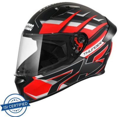 STUDDS THUNDER D6 Motorbike Helmet(Matt Black Red N4)