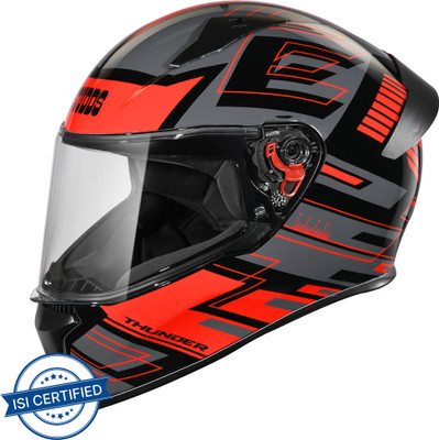 STUDDS Thunder Full Face Helmet D3 with Clear Visor (Black N2, L) Motorbike Helmet(Black)