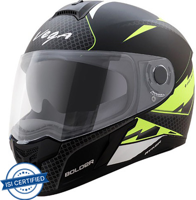VEGA Ryker D/V Bolder Motorbike Helmet(Dull Black, Neon Yellow)