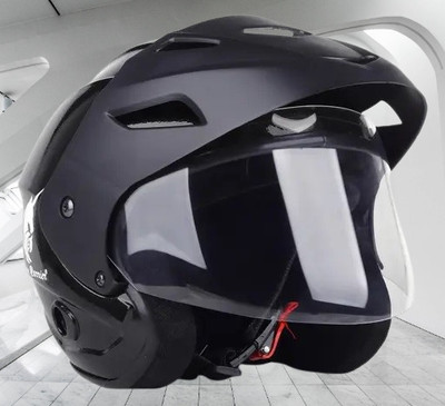 Lxt Black_Nano_Half_face_Helmet_with ISI Certified_BK_48 Motorbike Helmet(Black)