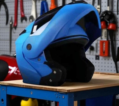 deletion Flipup with Rainbow Visor ABS Material (PP-1) Motorbike Helmet(Blue)