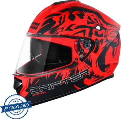 STUDDS Drifter D2 Full Face Helmet with Clear Visor (Matt Red N9, L) Motorbike Helmet(Matt Red)