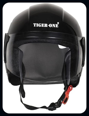 TIGER ONE TIGER-ONE OPEN FACE HELMET ( SIZE : M ) Motorbike Helmet , ISI APPROVED_HLT Motorbike Helmet(Black)