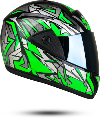 FOROLY Dragon Fullface ABS Material with Rainbow Visor Unisex Motorbike Helmet(Green)