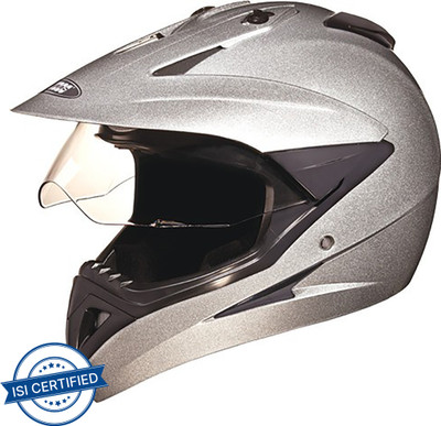 STUDDS Motocross with Visor Motorbike Helmet(Silver Grey)