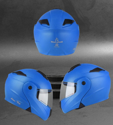 ROAD ARMOR ABS Material Full Face PC Visor, UV Scratch Resistance Motorbike Helmet Motorbike Helmet(Blue)