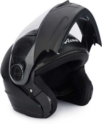 Agx Aeroh Flipup with Polycarbonate visor Abs Material Unisex Motorbike Helmet(Black)