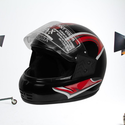 NOAX Unisex Full Face Helmet For Motorbike __182 Motorbike Helmet(Black)