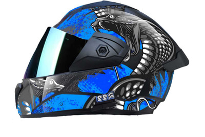 Agx Foroly Wonder Snake ABS Material with Rainbow Visor Motorbike Helmet(Blue)