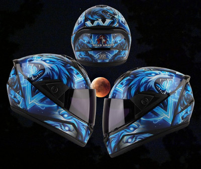 ROAD ARMOR ABS Material Full Face RAINBOW Visor, UV Scratch Resistance Motorbike Helmet Motorbike Helmet(Black)