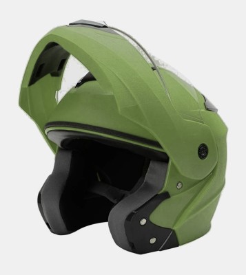 RECTITUDE Anti-scratch Helmet Flip Up Solid Open Face Motorbike Protective Helmet Motorbike Helmet(Green)