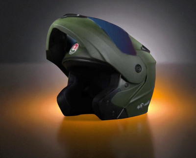 deletion Flipup with Rainbow Visor ABS Material (NN-1) Motorbike Helmet(Green)