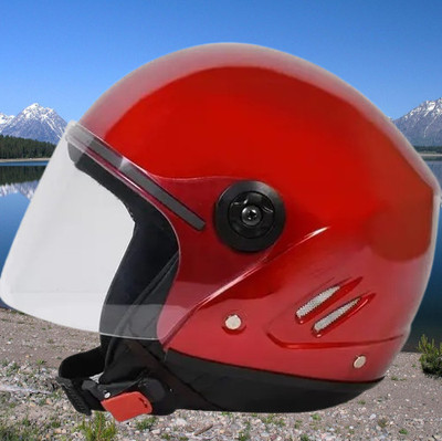 Lxt Red_Half_face_Helmet_with ISI Certified_RE_16 Motorbike Helmet(Red)