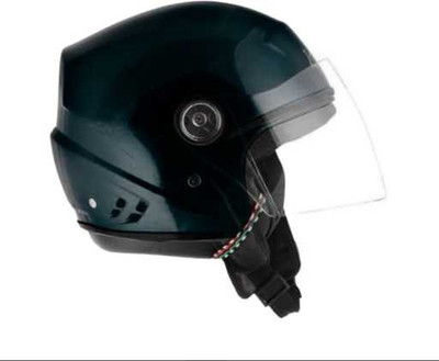 Racing-1 Super Track ISI Certified Open Face Helmet for Men & Women Motorbike Helmet(Black)