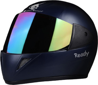 urban carrier ABS Material Open Face Rainbow Visor Helmet, Scratch Resistance Motorbike Helmet(Blue)