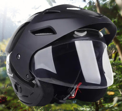 Lxt Black_Nano_Half_face_Helmet_with ISI Certified_BK_51 Motorbike Helmet(Black)