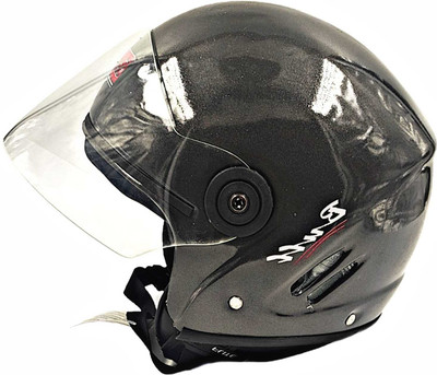 Save Life Black Track Half Face Helmet | ISI Certified, Lightweight & Stylish Design Motorbike Helmet(Black)