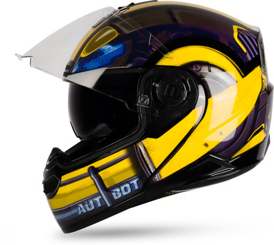 Steelbird SBA-7 Transformers Bumblebee ISI Certified Flip-Up Helmet for Men Motorbike Helmet(Glossy Black Yellow)