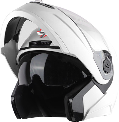 Steelbird SBA-7 7Wings ISI Certified Flip-Up Helmet for Men and Women Motorbike Helmet(Dashing White)