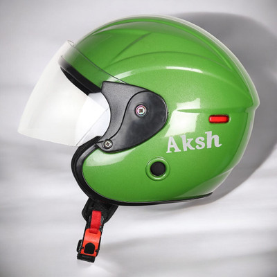 Font unisex full face quality good helmet @@-233A Motorbike Helmet(Green)