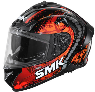 SMK Typhoon Motorbike Helmet(Black and Orange)