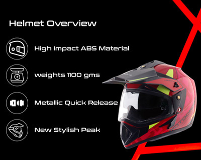 VEGA Off Road D/V Motocross Motorbike Helmet(Red Black)