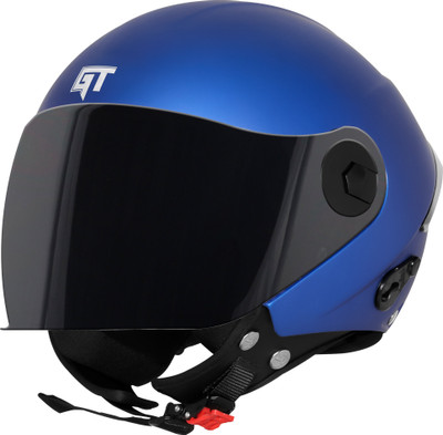 Steelbird SBH-64 GT Reflector ISI Certified Open Face Helmet for Women and Men Motorbike Helmet(Glossy H.Blue)