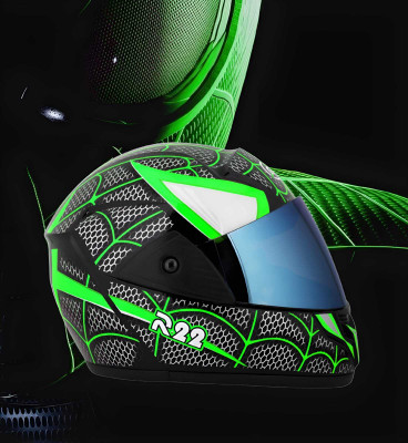 Agx Spider ABS Material with Rainbow Visor Motorbike Helmet(Green)