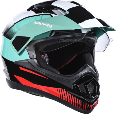 ROYAL ENFIELD Escapade Chequer ISI & DOT Certified Full Face Motocross Helmet Motorbike Helmet(Sea Green)