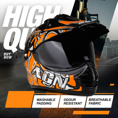 Agx X7 Alien Motocross with PC Visor Stylish Graphics Unisex Motorbike Helmet(Multicolor)