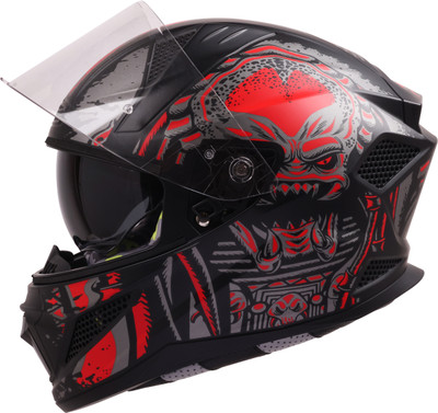 Steelbird SBH-25 Predator ISI Certified Full Face Graphic Helmet for Men and Women Motorbike Helmet(Glossy Black Red)