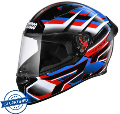 STUDDS THUNDER D6 Motorbike Helmet(Black White N1)