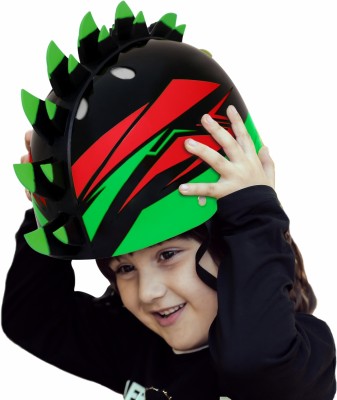 StreetJam Finhawk Wheelers Unisex Kids Helmets, 8-13Yrs Open Face Scooter, Skateboard & Cycling Helmet(Black (Red, Green))