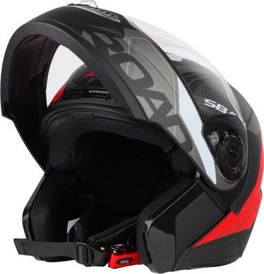 Steelbird SBA-7 ROAD GLOSSY BLACK WITH RED Motorbike Helmet(BLACK WITH RED)