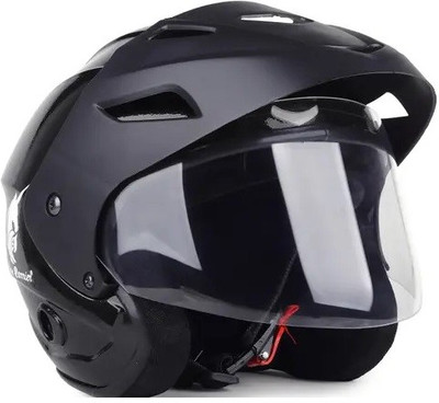 Lxt Black_Nano_Half_face_Helmet_with ISI Certified_BK_12 Motorbike Helmet(Black)