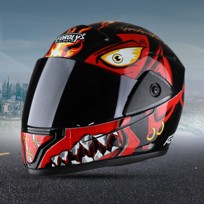 Agx Bali with Anti UV Black Visor ABS Material Unisex Motorbike Helmet(Red)