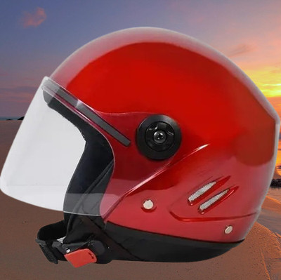 Lxt Red_Half_face_Helmet_with ISI Certified_RE_44 Motorbike Helmet(Red)