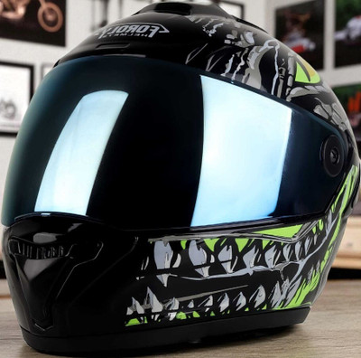 deletion Speed Smk With Anti UV Rainbow Visor Abs Material Unisex (OO-1) Motorbike Helmet(Green)