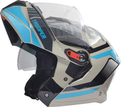 STUDDS Trooper D1 Flip-up Full Face with Dual Visor Motorbike Helmet(Grey N1)