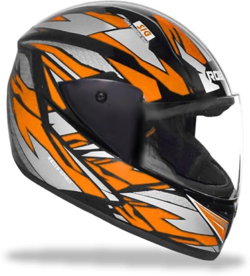 HAWK FULL FACE HELMAT FOR MEN AND WOMEN AND RIDERS (2.O ) Motorbike Helmet(ORANGE AND BLACK)