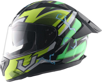 VEGA Rapid Flash DV with Spoiler and Extra Smoke Visor Motorbike Helmet(Black Neon Yellow)